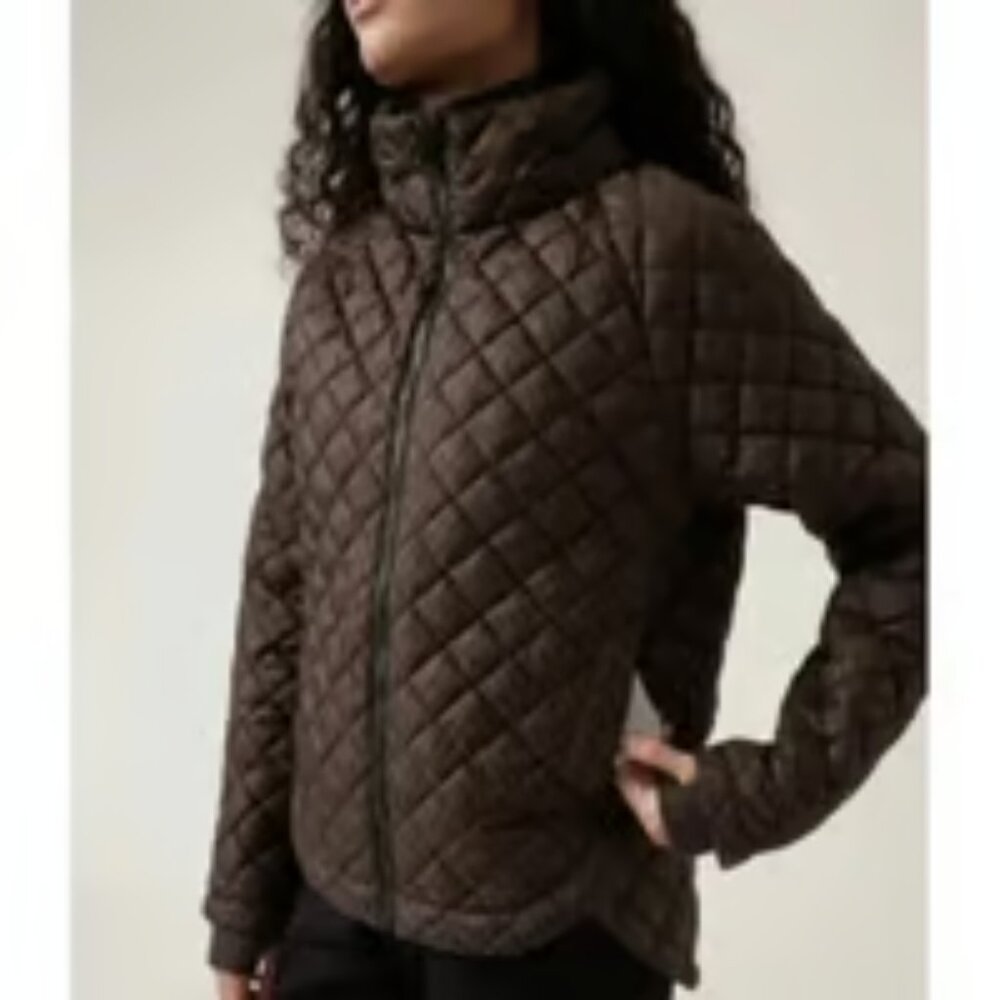 Tommy Hilfiger Jacket Quilted Puffer Diamond  Zip Collar Barn  Womens Sz M Black